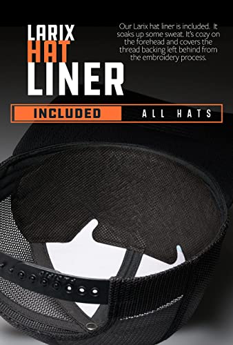 LARIX GEAR Trucker Hat Mountain Tree Heather Gray Black LARIX GEAR Trucker Hat Mountain Tree Heather Gray Black